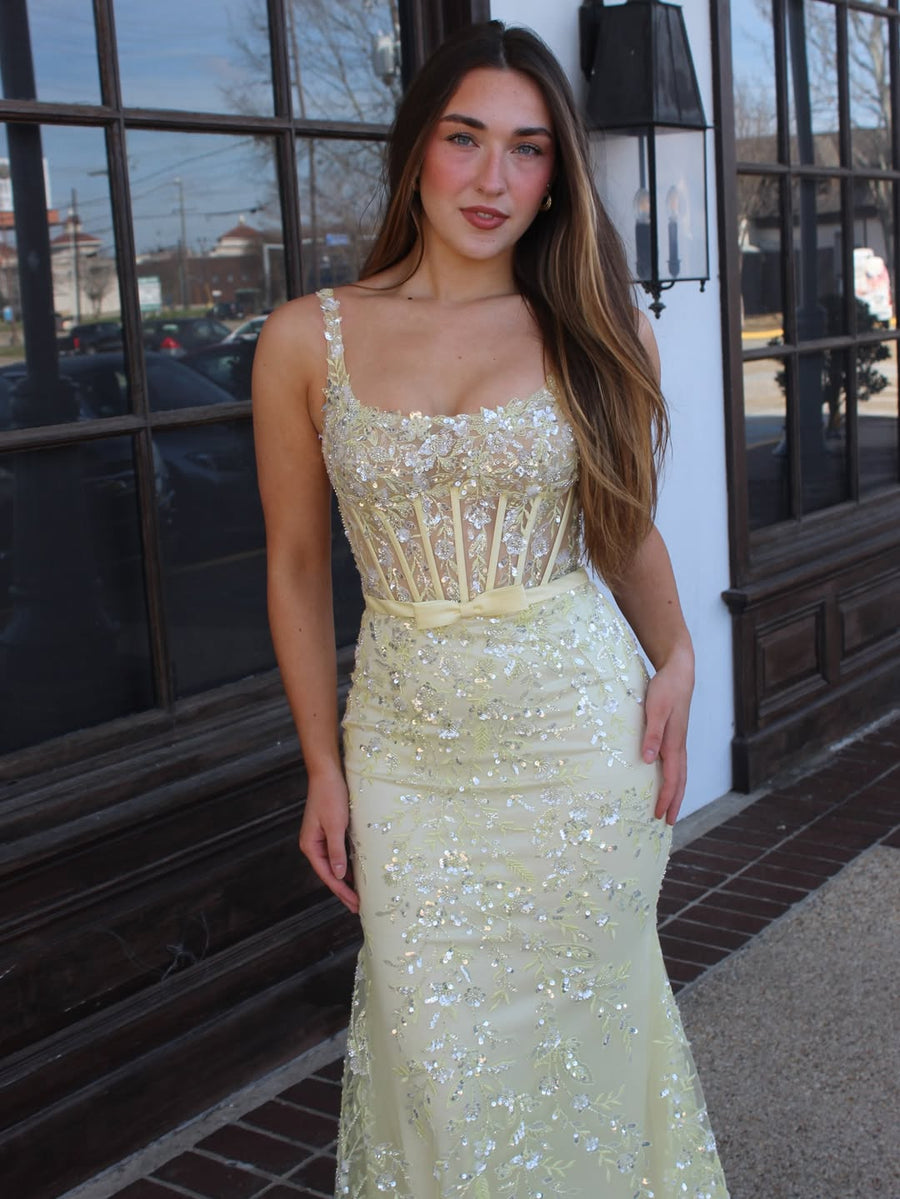 Pink Straps Square Appliques Sleeveless Mermaid Long Prom Dress