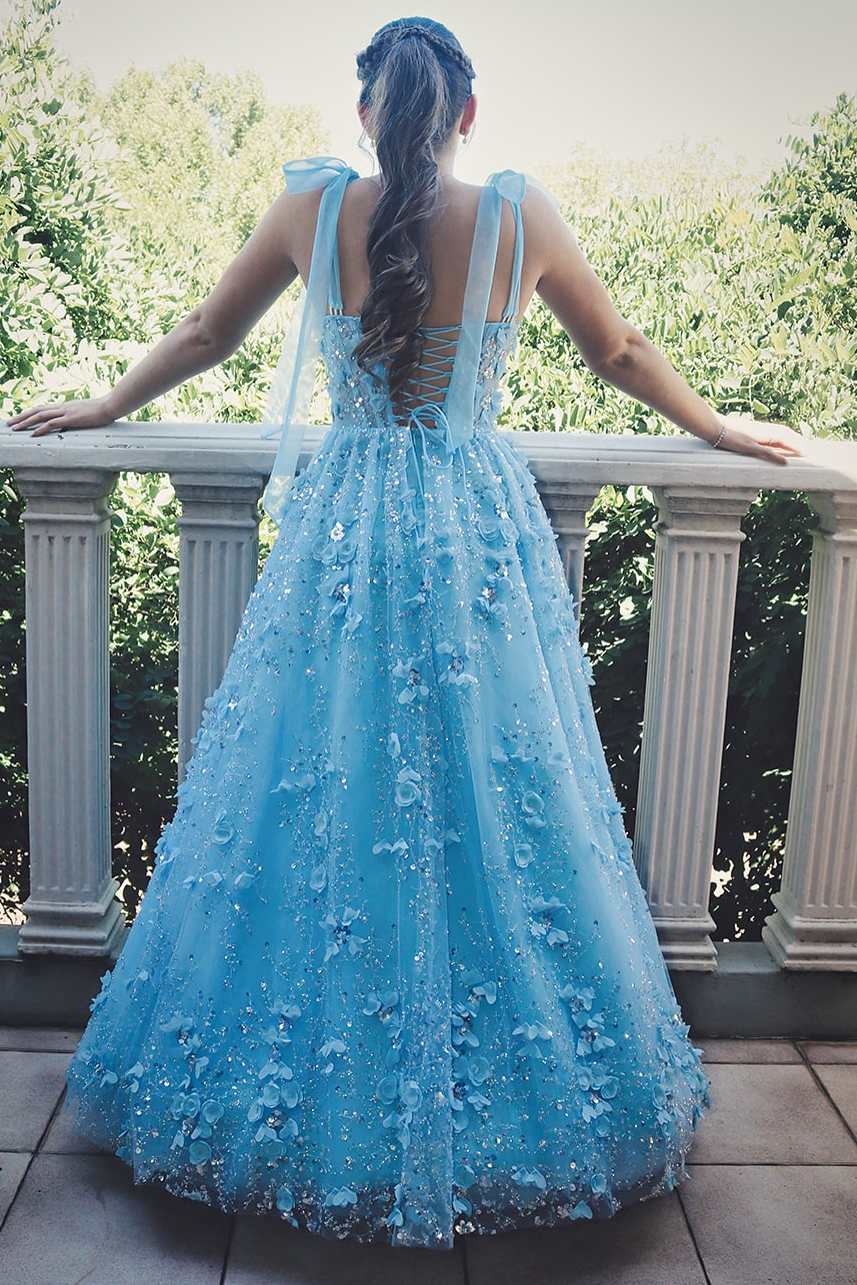 Gorgeous A-Line Empire-Waist Appliques Sleeveless Long Prom Dress