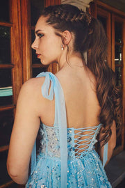 Gorgeous A-Line Empire-Waist Appliques Sleeveless Long Prom Dress