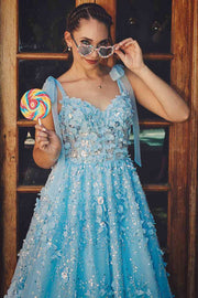 Gorgeous A-Line Empire-Waist Appliques Sleeveless Long Prom Dress