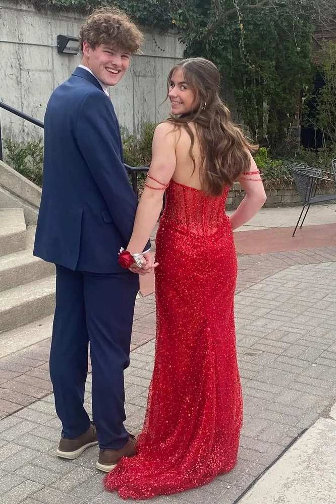 Stunning Off-Shoulder Glitter Mermaid Sequins Sleeveless Long Prom Dress