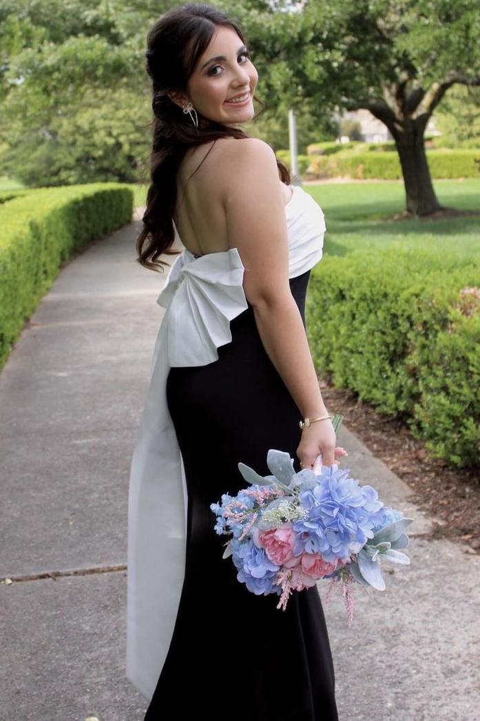 Classy Strapless Pleats Mermaid Sleeveless Satin Prom Dress with Bow