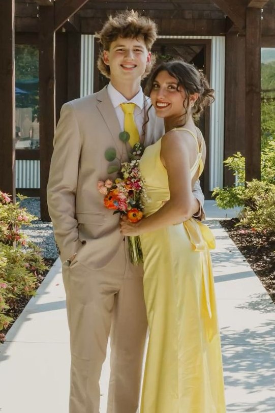 Yellow Satin Double Straps Pleats Sleeveless Long Prom Party Dress