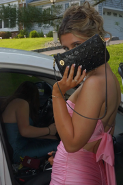 Purple Strapless V-Neck Pleated Sleeveless Satin Long Prom Dress