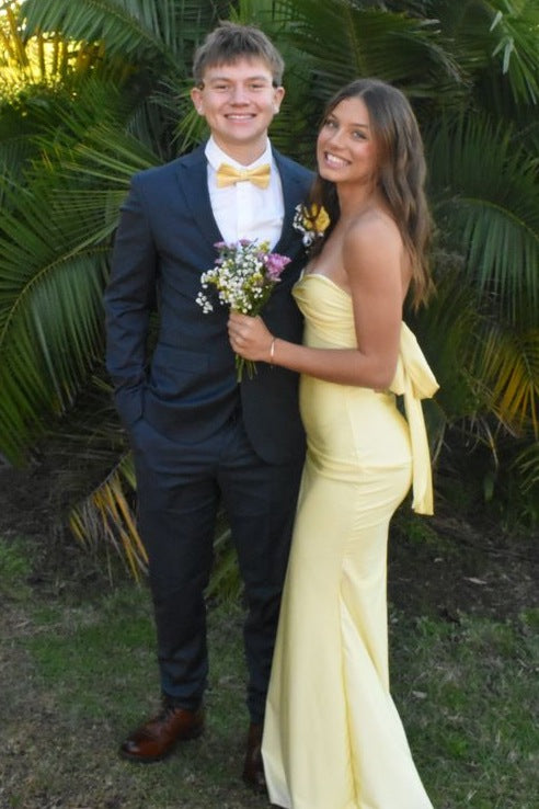 Purple Strapless V-Neck Pleated Sleeveless Satin Long Prom Dress