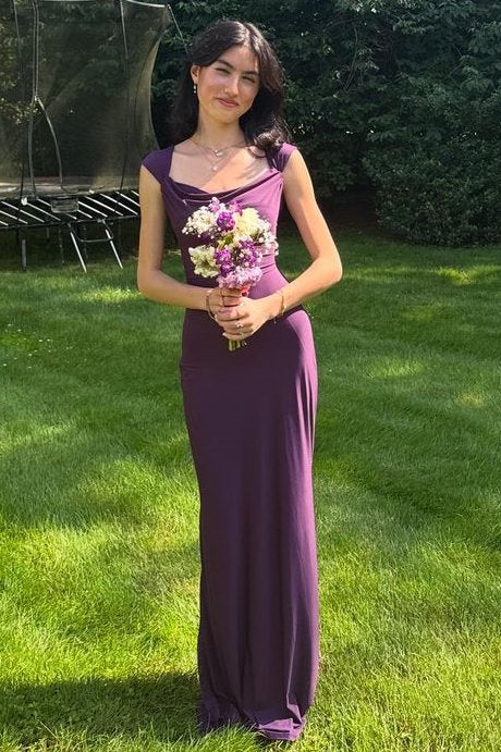 Elegant Straps Cowl Neck Sleeveless Pleats Long Prom Formal Dress