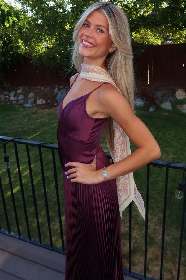 Spaghetti Straps V-Neck Sleeveless Pleated Long Formal Prom Dress