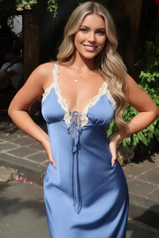 Chic Deep V-Neck Straps with Appliques Sleeveless Sheath Prom Party Dress