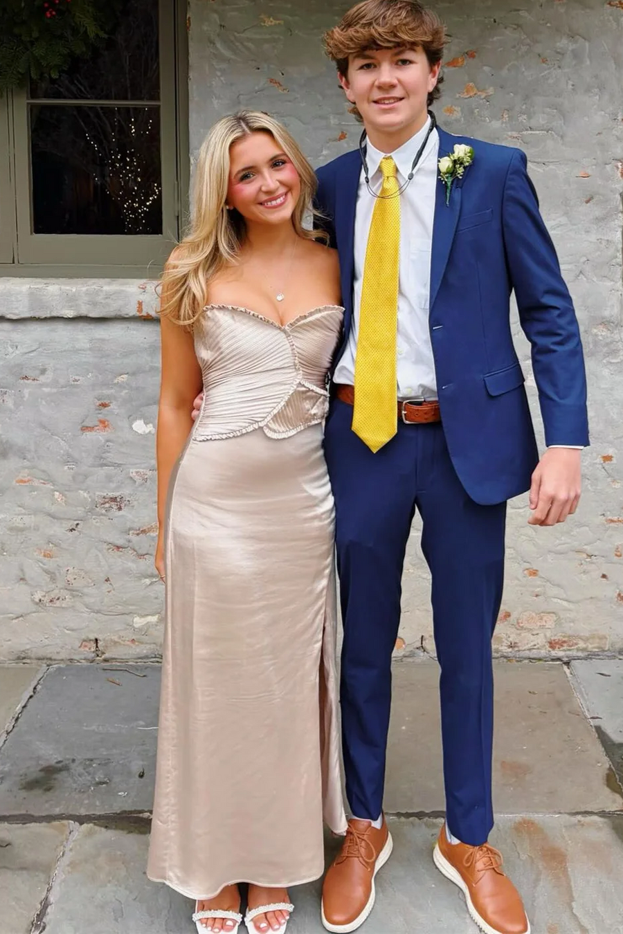 Strapless Sleeveless Ruffles Satin Pleats Side Slit Formal Prom Dress