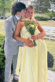 Elegant A-Line Strapless Pleated Sweetheart Empire-Waist Formal Prom Dress