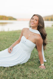 Elegant A-Line Strapless Pleated Sweetheart Empire-Waist Formal Prom Dress