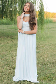 Elegant A-Line Strapless Pleated Sweetheart Empire-Waist Formal Prom Dress