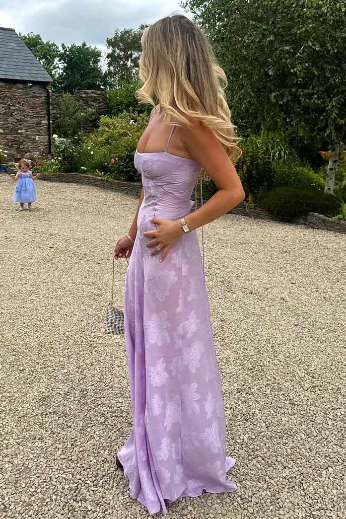 Spaghetti Straps A-Line Appliques Sleeveless Long Prom Formal Dress