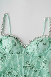 Stunning Green Straps with Beads Lace Appliques Mermaid Prom Dress