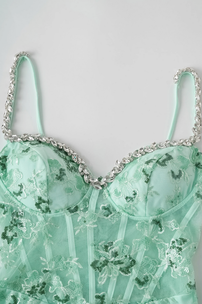 Stunning Green Straps with Beads Lace Appliques Mermaid Prom Dress