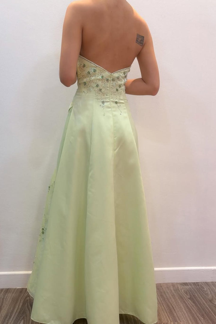 Strapless A-Line Scoop Neck Pleats Empire-Waist Sleeveless Long Prom Dress
