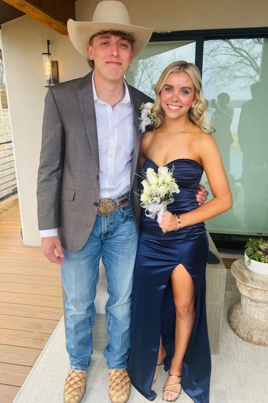 Navy Blue Strapless Sweetheart Pleats High Slit Satin Formal Prom Dres ...