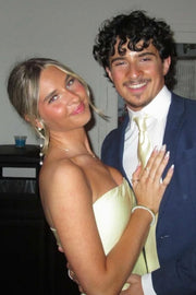 Yellow Strapless Scoop Neck Side Slit Formal Prom Dress with Ruffles