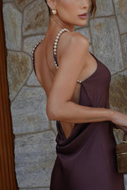 Chic Halter Beads Sleeveless Satin Backless Maxi Party Prom Dress