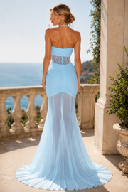 Mermaid Strapless Keyhole Sleeveless Long Prom Summer Dress