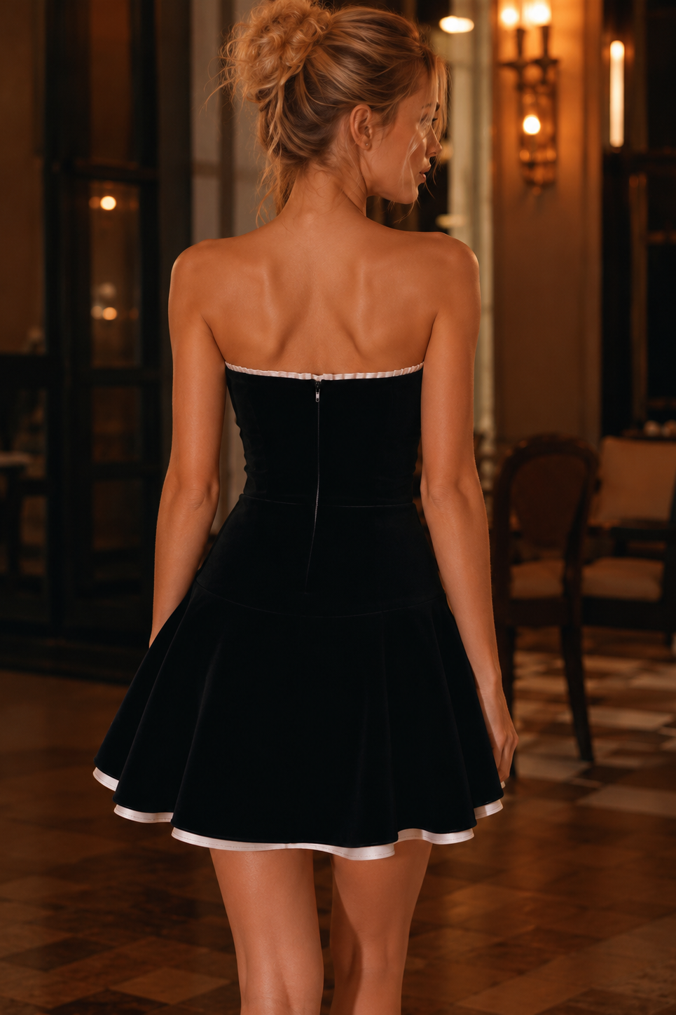 Modern Strapless Little Black Dress A-Line Homecoming Dress