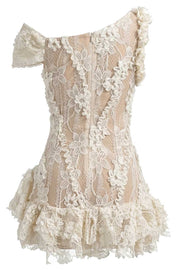 One Shoulder Lace Appliques 3D Flower Short Homecoming Dress