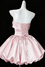 Pink Strapless Mini Dress Corset Bubble Homecoming Dress