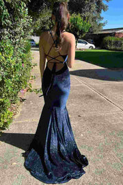 Mermaid V-Neck Sleeveless Velvet Sleeveless Long Prom Dress