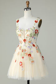 3D Floral Sweetheart A-Line Short Homecoming Dress