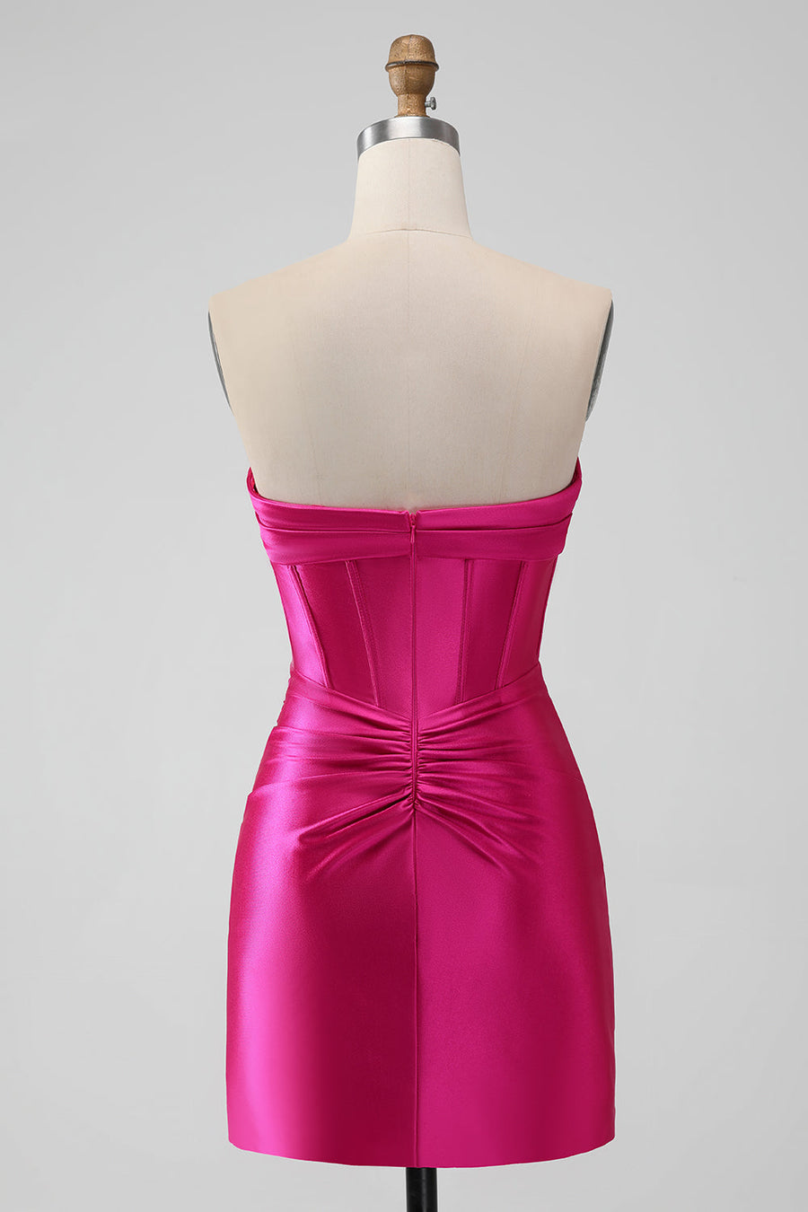 Hot Pink Strapless Keyhole Ruched Mini Homecoming Dress Modsele Hot Pink Strapless Keyhole Ruched Mini Homecoming Dress Modsele
