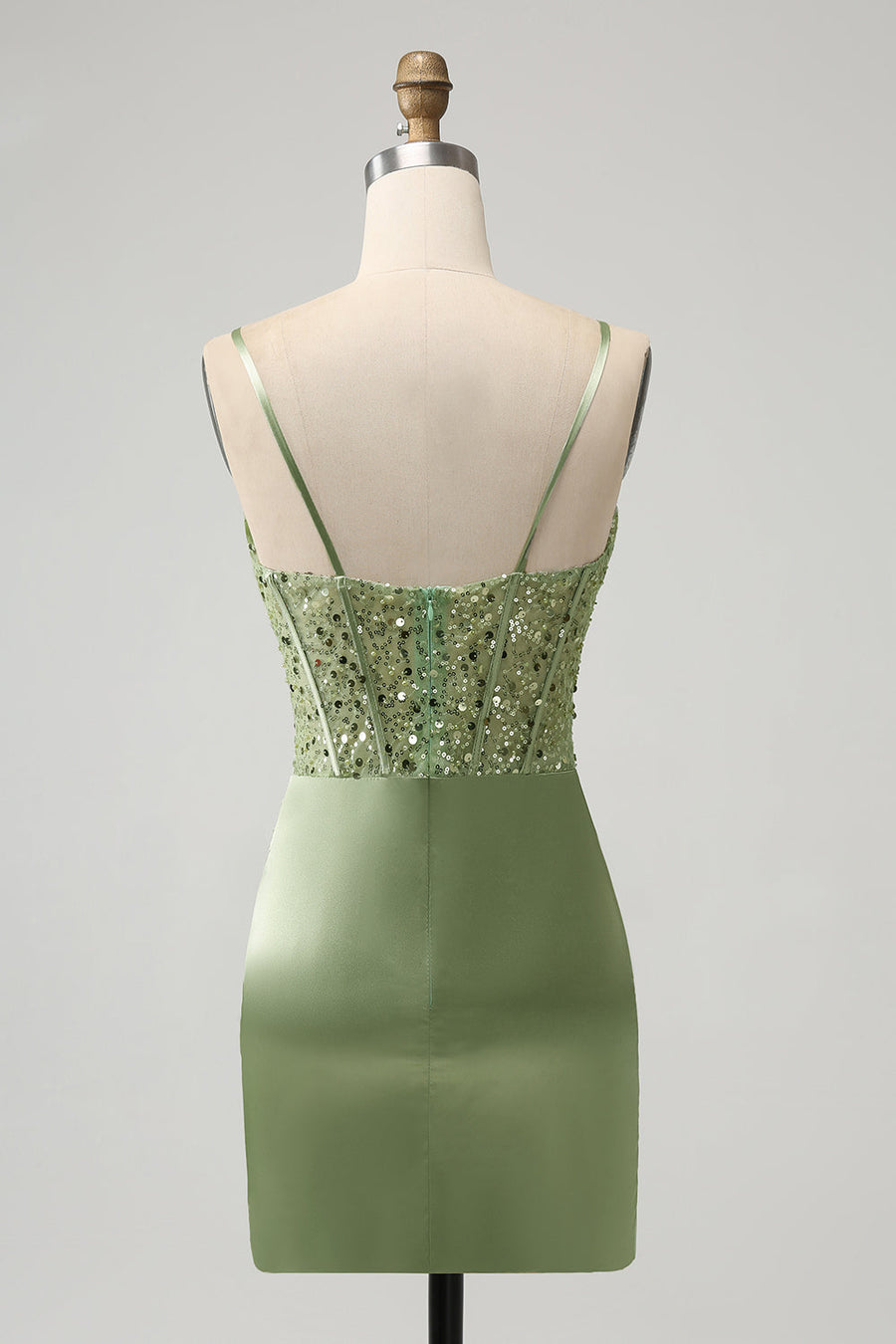 Corset Sequin Mini Homecoming Dress in Sage Green Modsele Corset Sequin Mini Homecoming Dress in Sage Green Modsele
