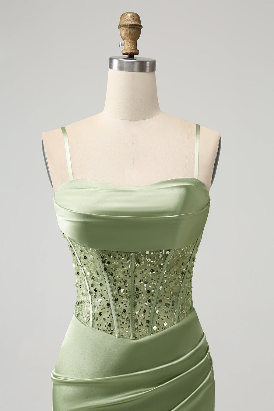Corset Sequin Mini Homecoming Dress in Sage Green Modsele Corset Sequin Mini Homecoming Dress in Sage Green Modsele