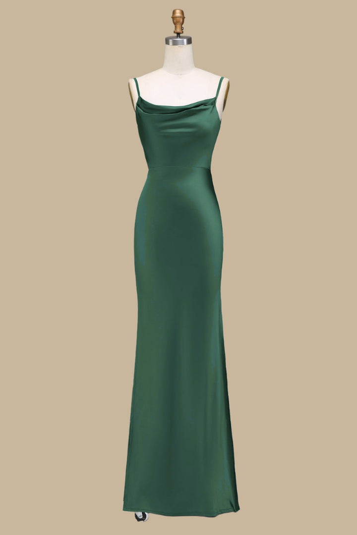 Cowl Neck and Back Maxi Dress in emerald green