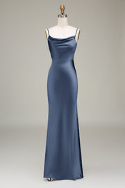 Cowl Neck and Back Maxi Dress in navy