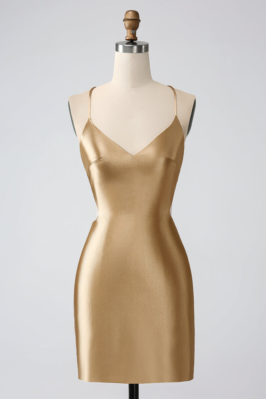 Gold V-Neck Twist-Back Short Homecoming Dress Modsele Gold V-Neck Twist-Back Short Homecoming Dress Modsele