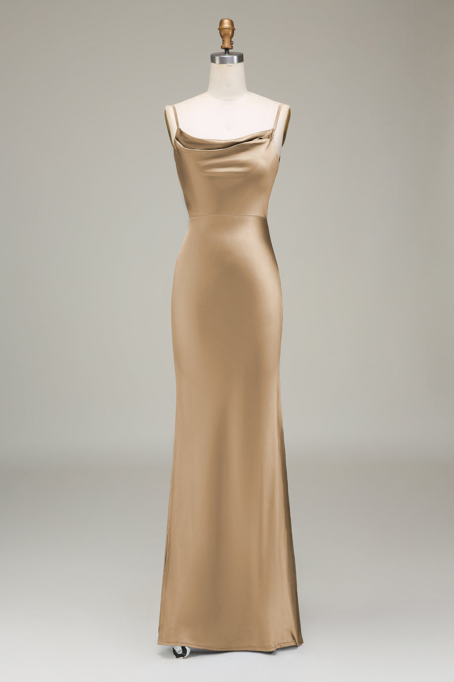 Cowl Neck and Back Maxi Dress in gold