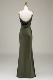 Cowl Neck and Back Maxi Dress in hunter green
