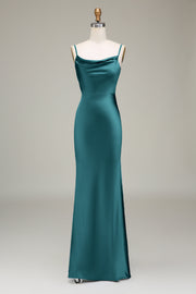 Cowl Neck and Back Maxi Dress in turquoise