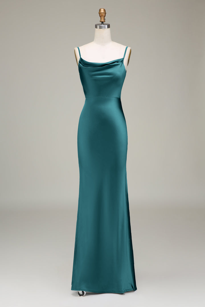 Cowl Neck and Back Maxi Dress in turquoise