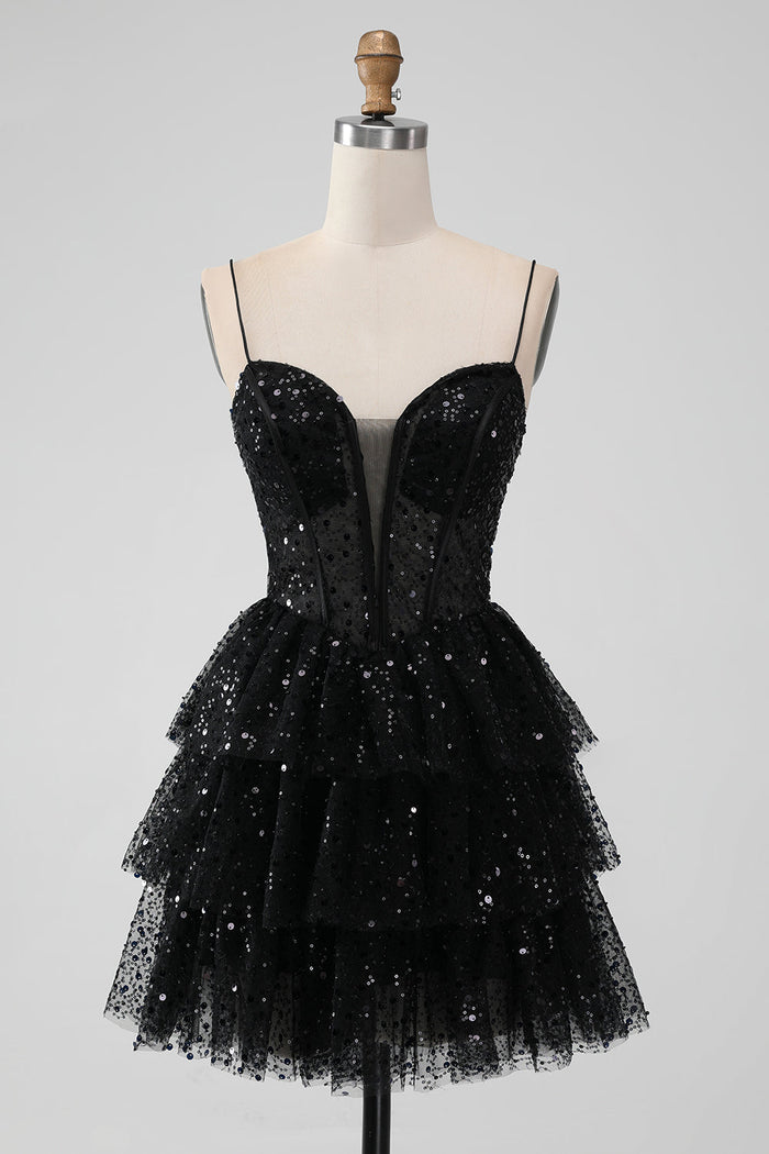 Appliqued Corset Top Short Glitter Prom Dress Rust main image 0