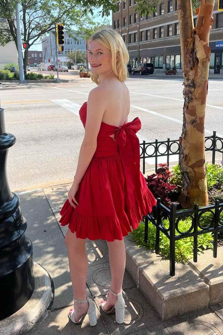 A-Line Empire-Waist Sleeveless Pleated Satin Short Homecoming Dress Modsele A-Line Empire-Waist Sleeveless Pleated Satin Short Homecoming Dress Modsele