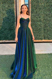 A-Line Spaghetti Straps Sweetheart Empire-Waist Long Formal Prom Dress