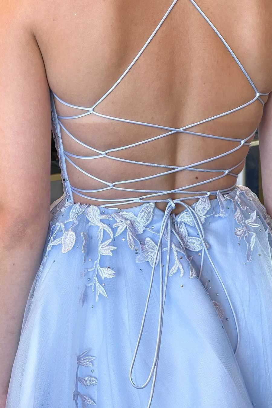 A-Line Lace Appliques Sleeveless Empire-Waist Blue Short Homecoming Dr Modsele A-Line Lace Appliques Sleeveless Empire-Waist Blue Short Homecoming Dr Modsele