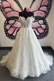 A-Line Strapless Sweetheart Empire-Waist Sleeveless Bohemian Wedding Dress