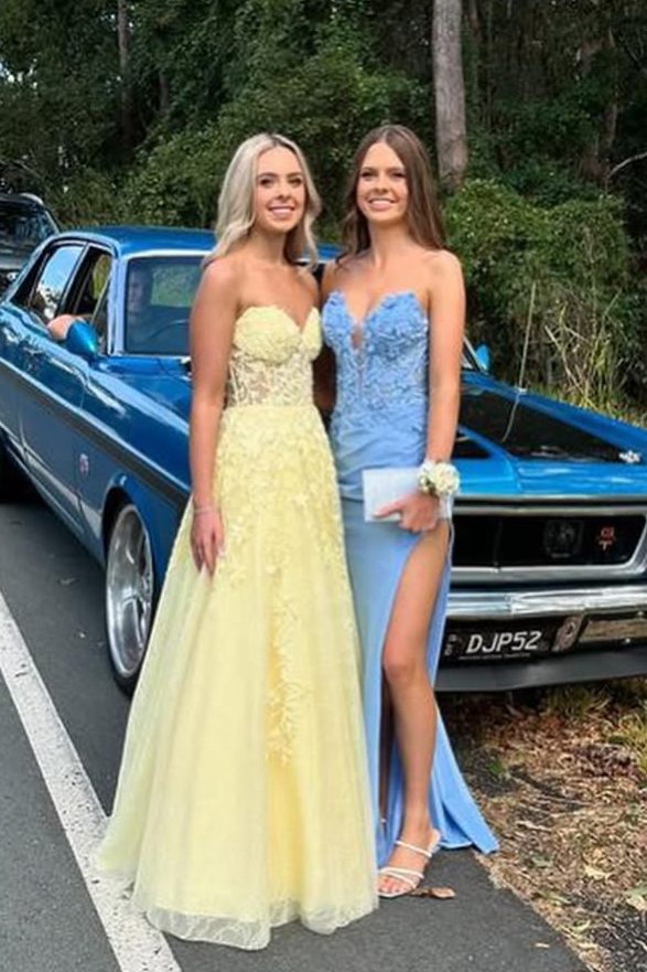 Strapless Lace Applique A-Line Empire-Waist Sleeveless Tulle Prom Dres Modsele Strapless Lace Applique A-Line Empire-Waist Sleeveless Tulle Prom Dres Modsele