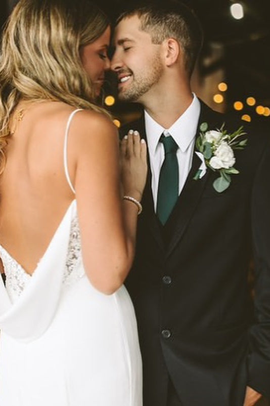 Spaghetti Straps Mermaid Sleeveless Satin Long Beach Wedding Dress