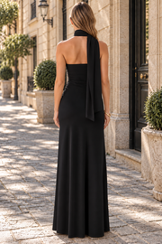 Unique Sheath Sleeveless Chiffon Asymmetrical Neckline Long Prom Evening Dress