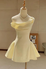 Yellow Off Shoulder Mini Dress A Line Homecoming Party Dress