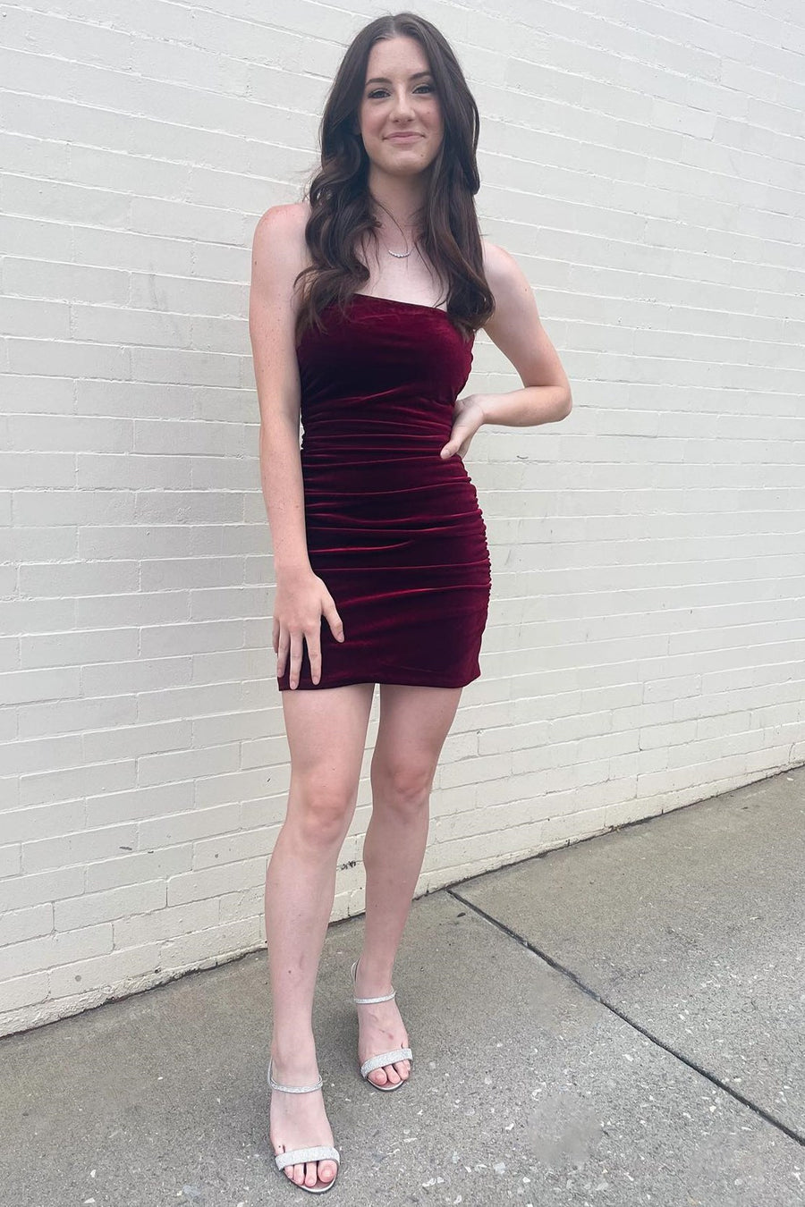Wine Red Velvet Strapless Short Homecoming Dress Modsele Wine Red Velvet Strapless Short Homecoming Dress Modsele