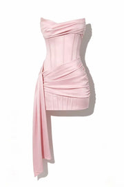Strapless Pleats Satin Sleeveless Tight Homecoming Dress
